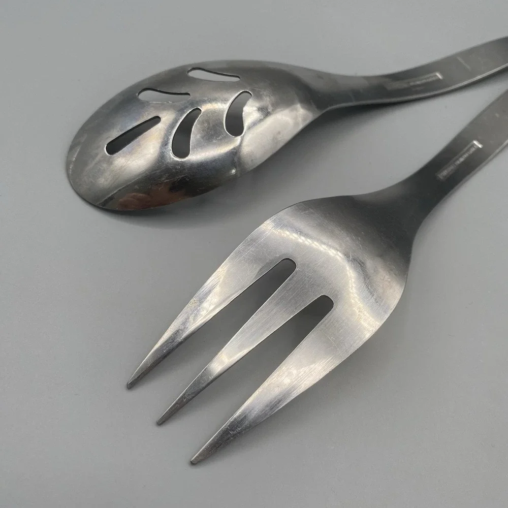 Cambridge VERA 2pcs Stainless Meat Fork Slotted Serving Spoon Tablespoon Wavy‎